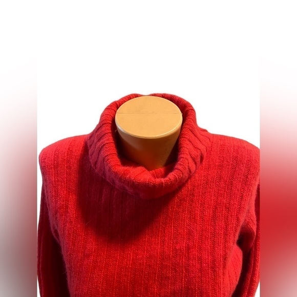 Vintage Lord & Taylor Angora Rabbit Hair Blend Red Cowl Neck Soft Warm Sweater S - Picture 3 of 12
